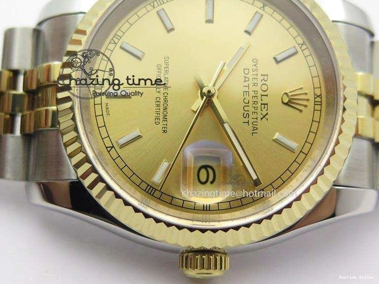 0415 MultiPurpose DateJust 116234 BP Best Edition SS YG Gold Dial On SS Bracelet A2824 V 3942